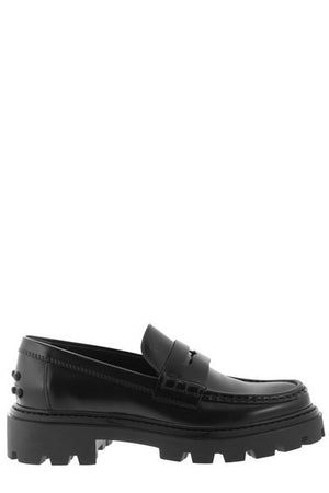 TOD'S Women's Black Leather Moccasins for FW23