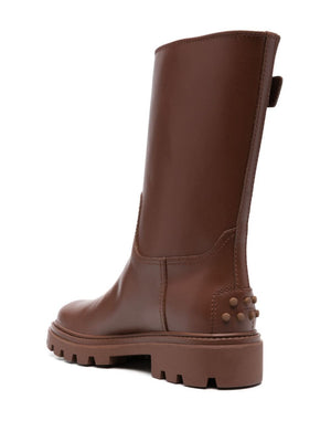 TOD'S Stylish Buckle Detail Leather Boots for Women