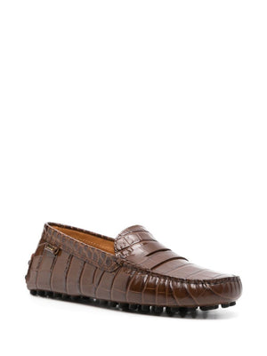 TOD'S Luxurious Crocodile Print Leather Loafers