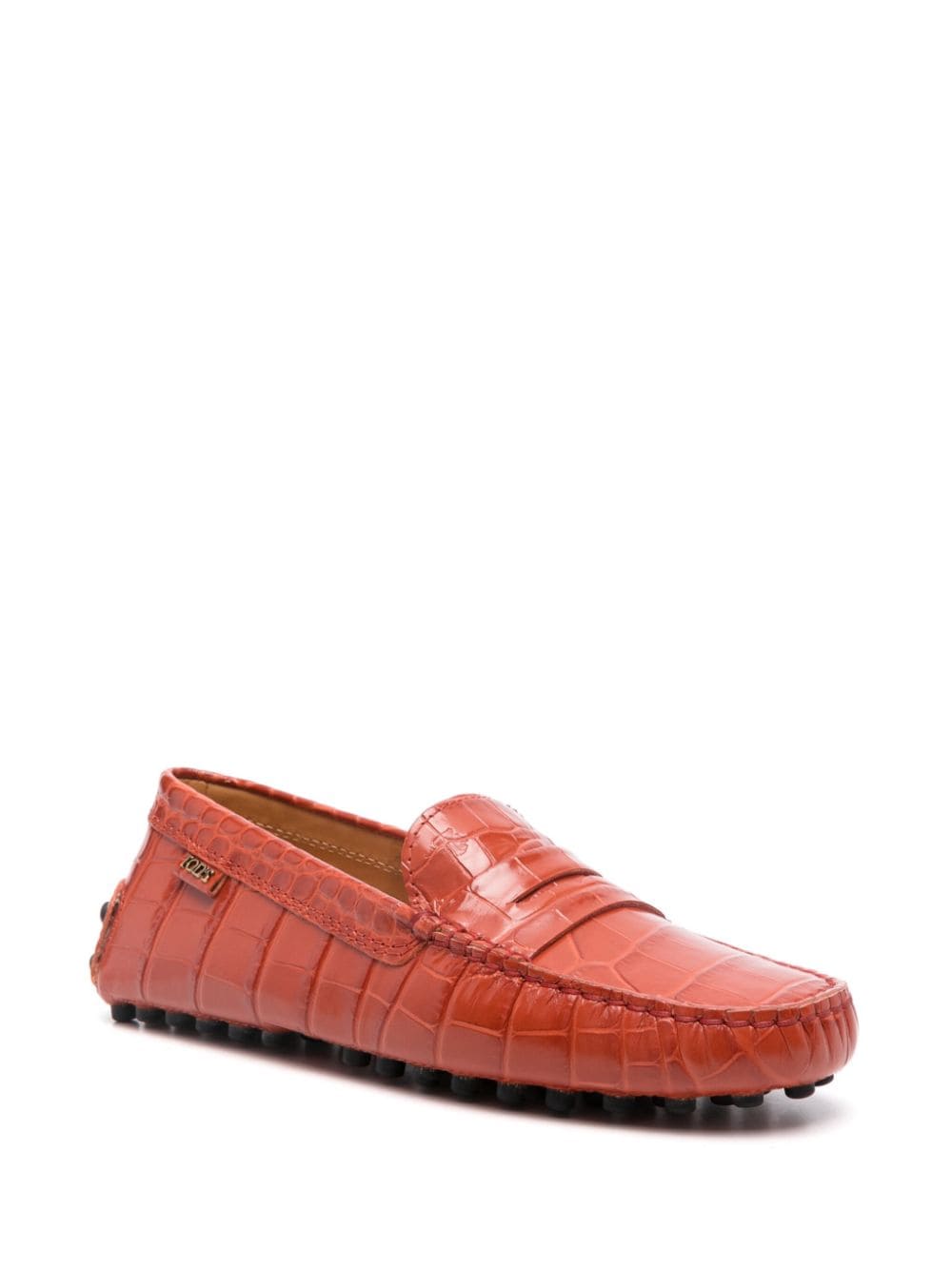 TOD'S Chic Croc-Embossed Leather Loafers with Penny Slot Detail