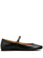 TOD'S Square-Toe Black Leather Flats for Women