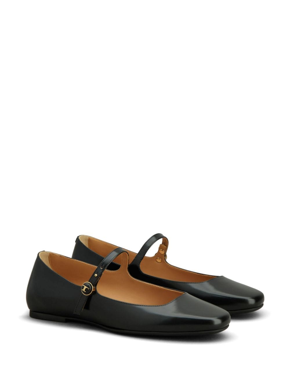 TOD'S Square-Toe Black Leather Flats for Women