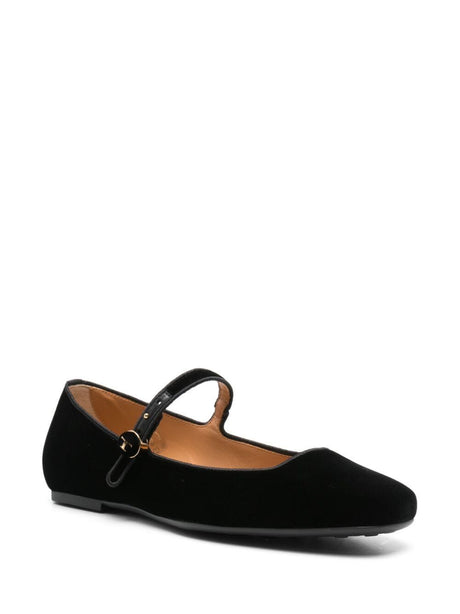 TOD'S Elegant Black Ballerina Strap Shoes