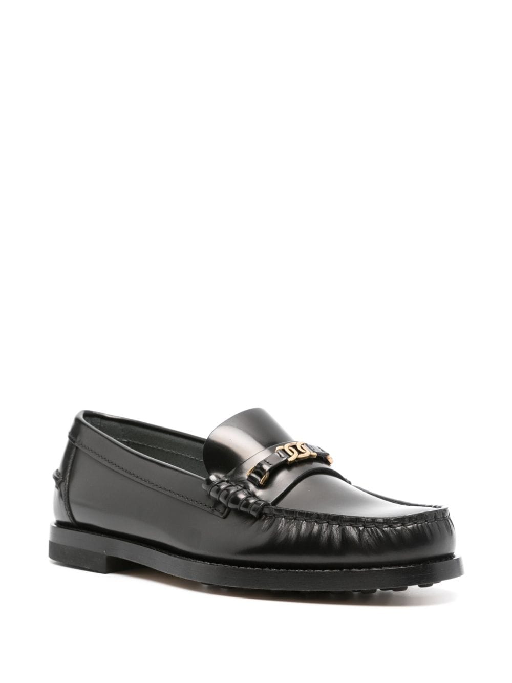 TOD'S Elegant Black Chain-Link Leather Loafers