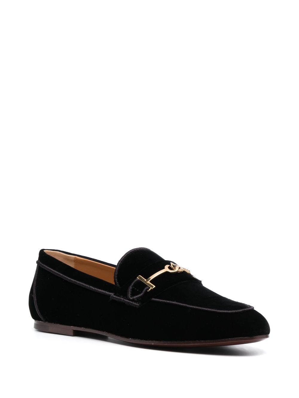 TOD'S Velvet Loafers with Gold Double T Detail