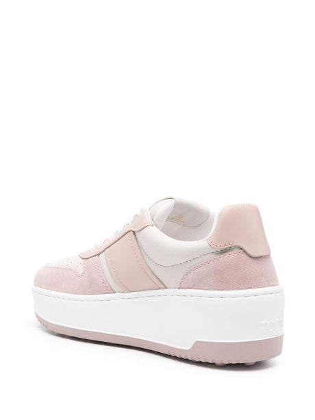 TOD'S Chic Pink Leather Platform Sneakers