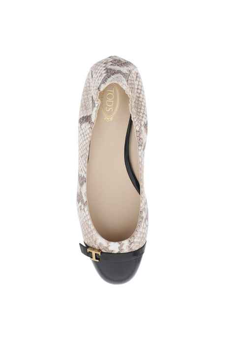 TOD'S Snake-Printed Leather Ballet Flats for Women in Mixed Colours for SS24