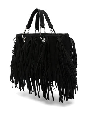 EMPORIO ARMANI Mini Faux Suede Tote Handbag with Fringe Detail