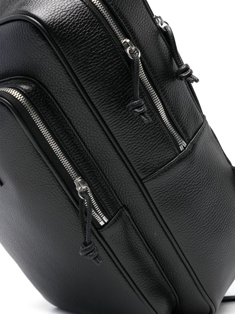 EMPORIO ARMANI Grained Leather Backpack with Adjustable Straps