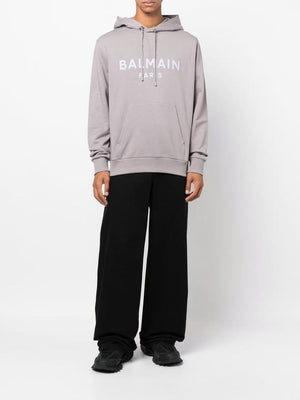 BALMAIN Men's Grey Hooded Sweatshirt for the FW22 Season