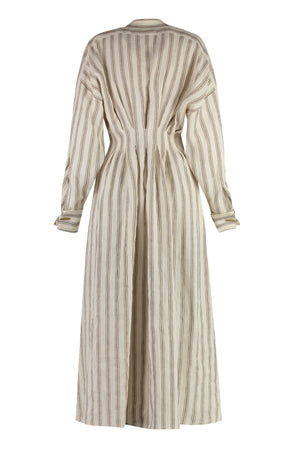 MAX MARA Ivory Striped Linen Shirtdress for Women - SS24 Collection