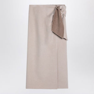 MAX MARA Midi Wool and Cashmere Skirt with Asymmetrical Slit