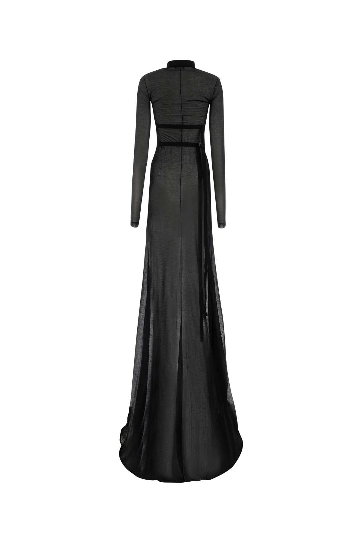 ANN DEMEULEMEESTER Elegant Black Cotton Blend Long Dress for Women