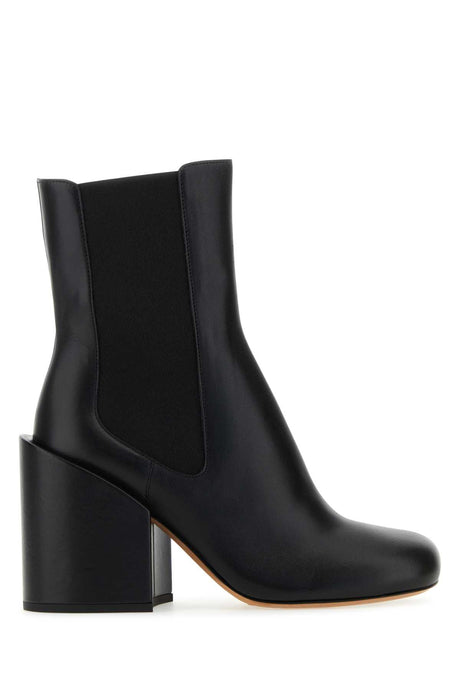 SPORTMAX Chic Black Leather Etra Ankle Boots with 10 cm Heel Height