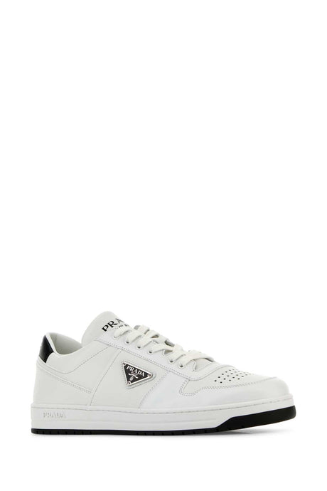 PRADA Stylish White Leather Downtown Sneakers for Men