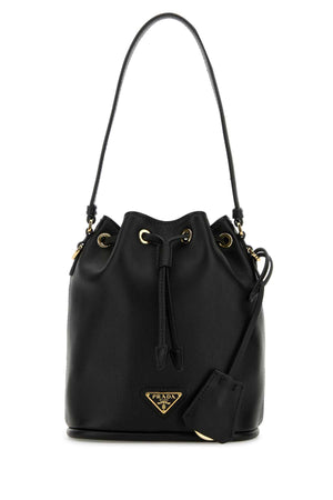 PRADA Mini Black Leather Bucket Handbag