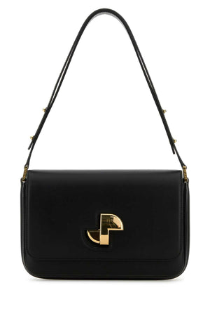 PATOU Mini Black Leather Lock Shoulder Handbag