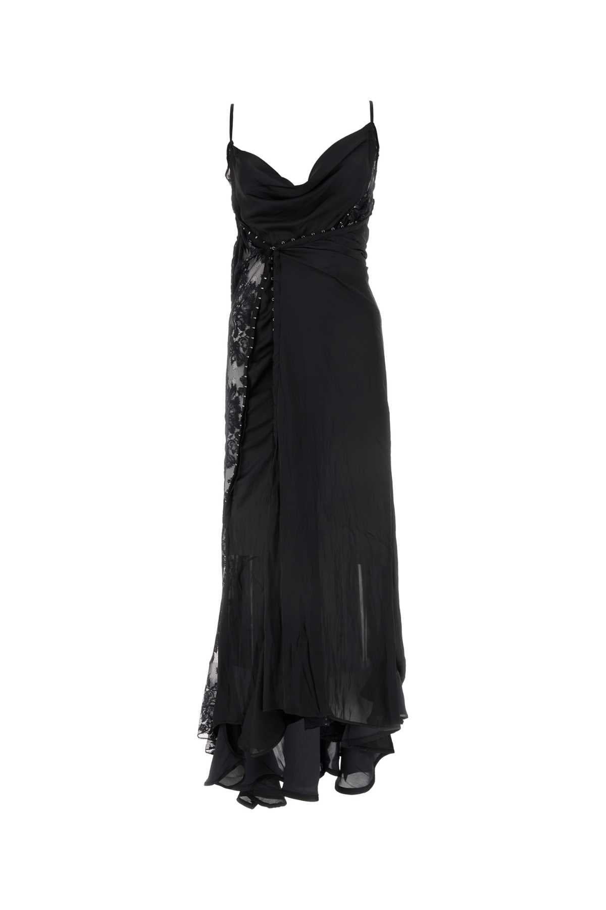 Y PROJECT Elegant Black Satin Dress for Women