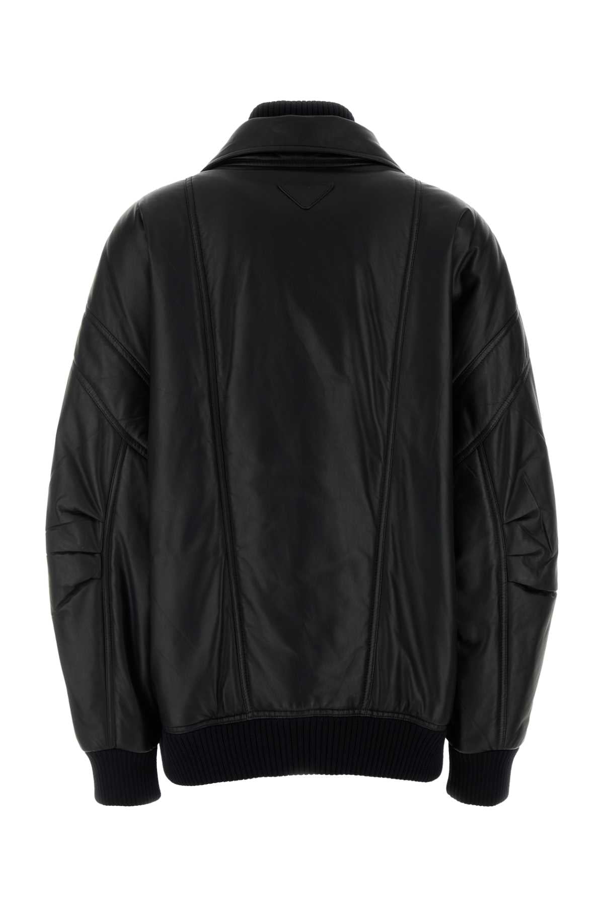 PRADA Chic Black Nappa Leather Bomber Jacket for Women