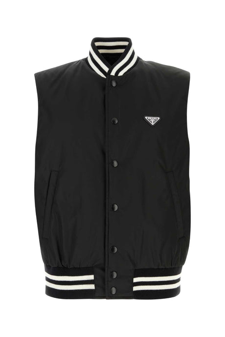 PRADA Sleek Black Re-Nylon Sleeveless Padded Jacket