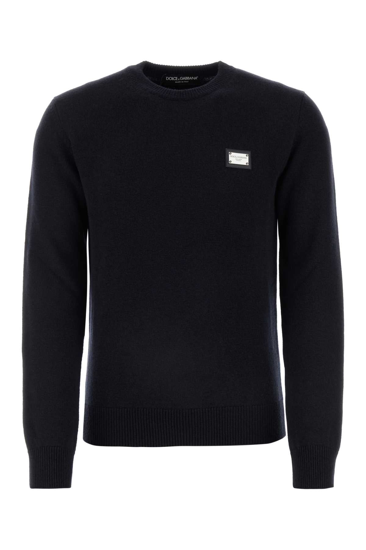 DOLCE & GABBANA Midnight Blue Wool Blend Sweater for Men