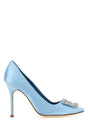 MANOLO BLAHNIK Light Blue Satin High Heel Pumps - 10.5 cm