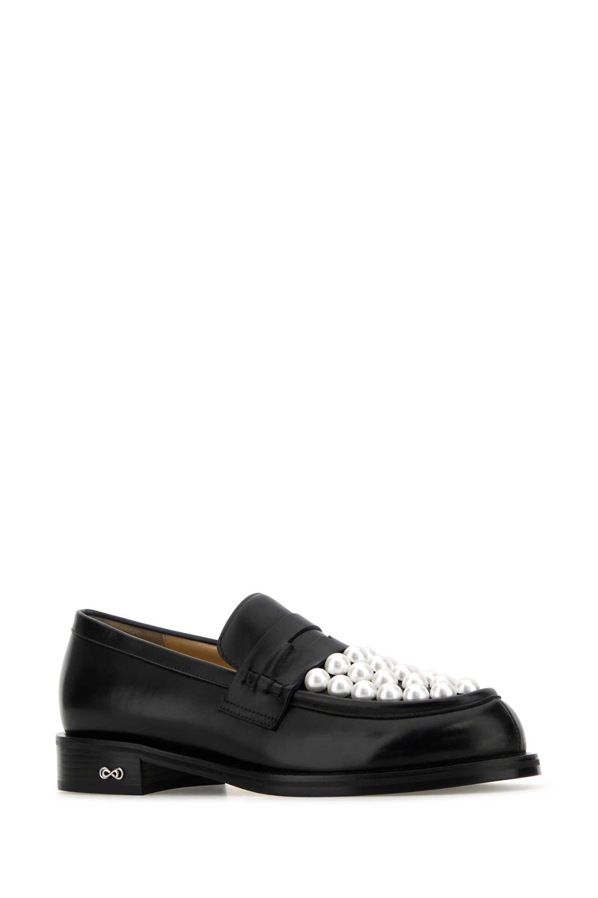 MACH&MACH Chic Black Leather Sirene Loafers