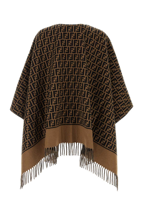 FENDI Embroidered Wool Blend Cape