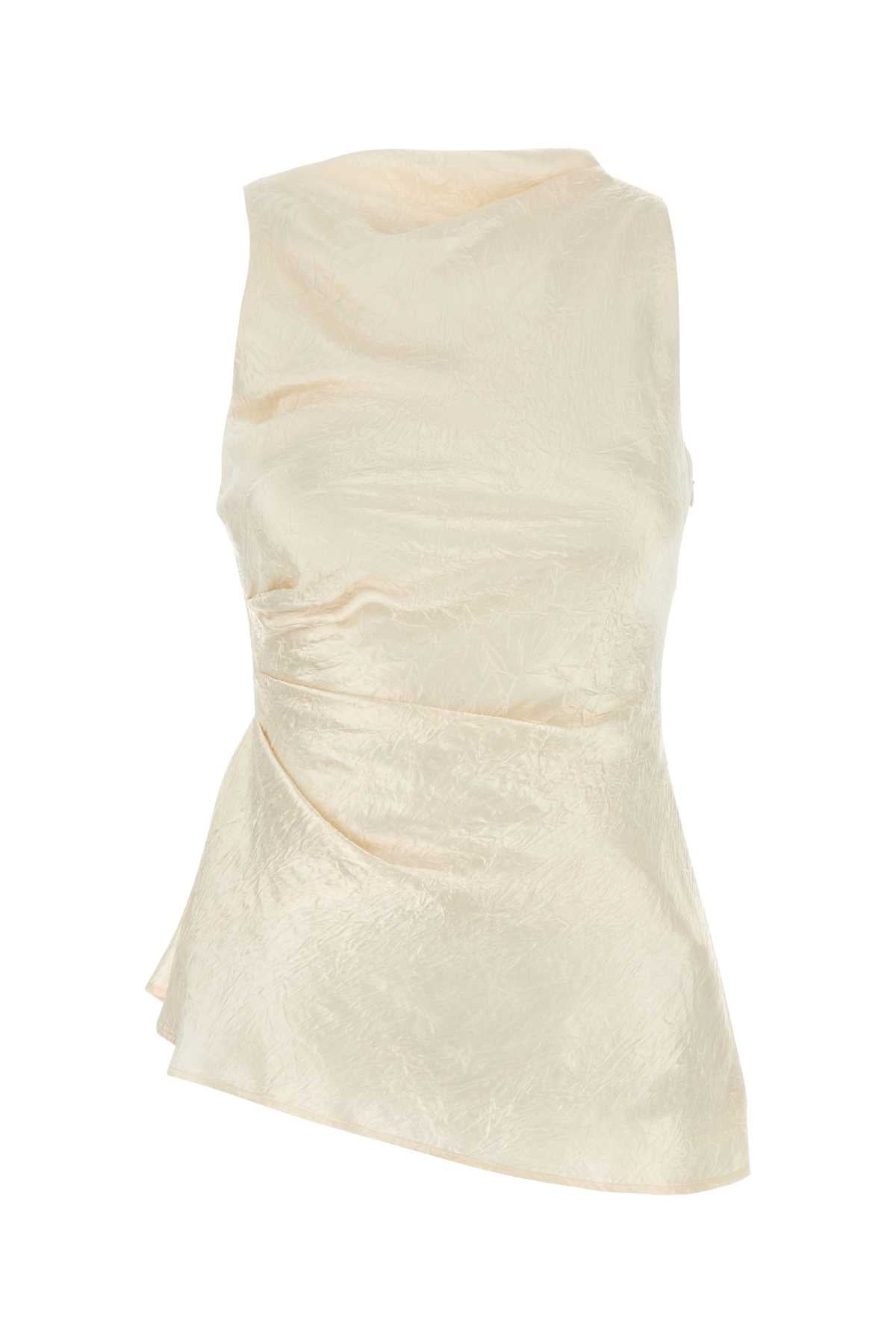 ALEXANDER MCQUEEN Elegant Cream Satin Top for Women