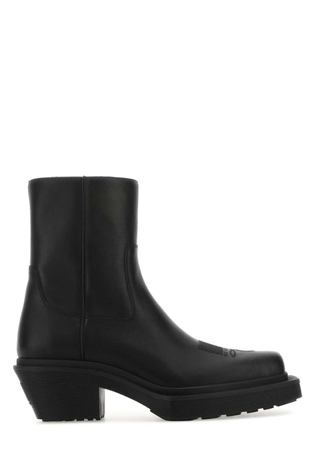 VTMNTS Matte Black Leather Ankle Boots with 6 cm Heel Height