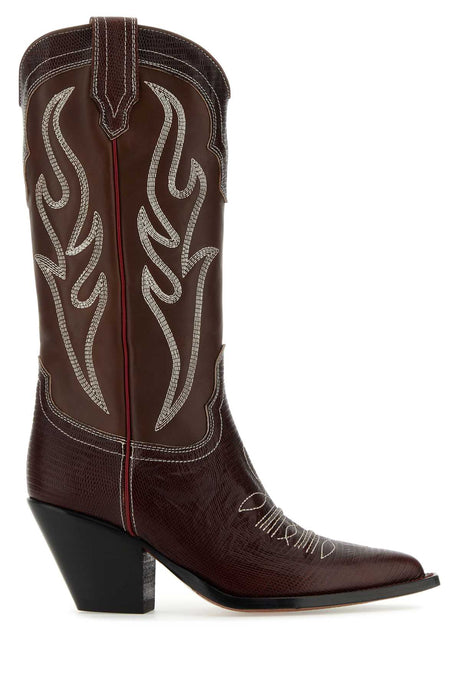 SONORA Elegant Brown Leather Santa Fe Boots - 9 cm Heel Height