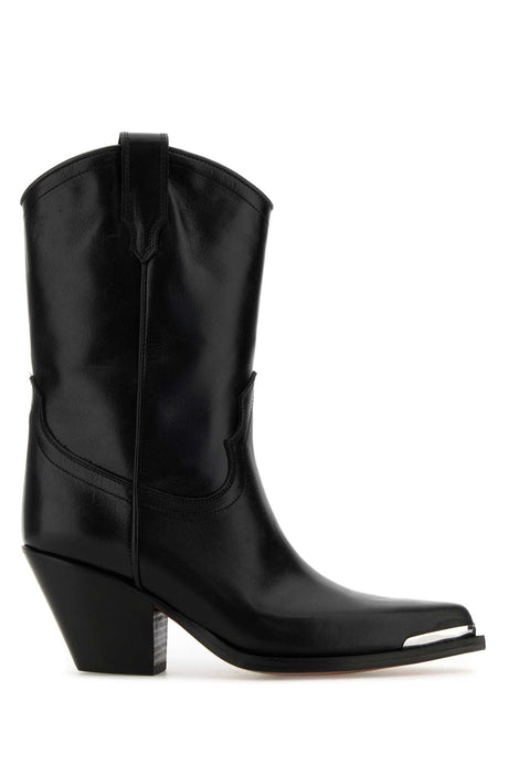 SONORA Clara Mini Black Leather Ankle Boots - 8 cm Heel