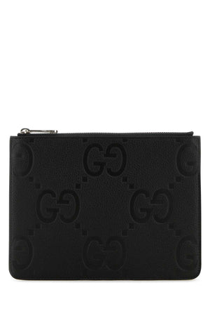 GUCCI Classic Black Leather Medium Clutch - 23.5 cm x 18 cm