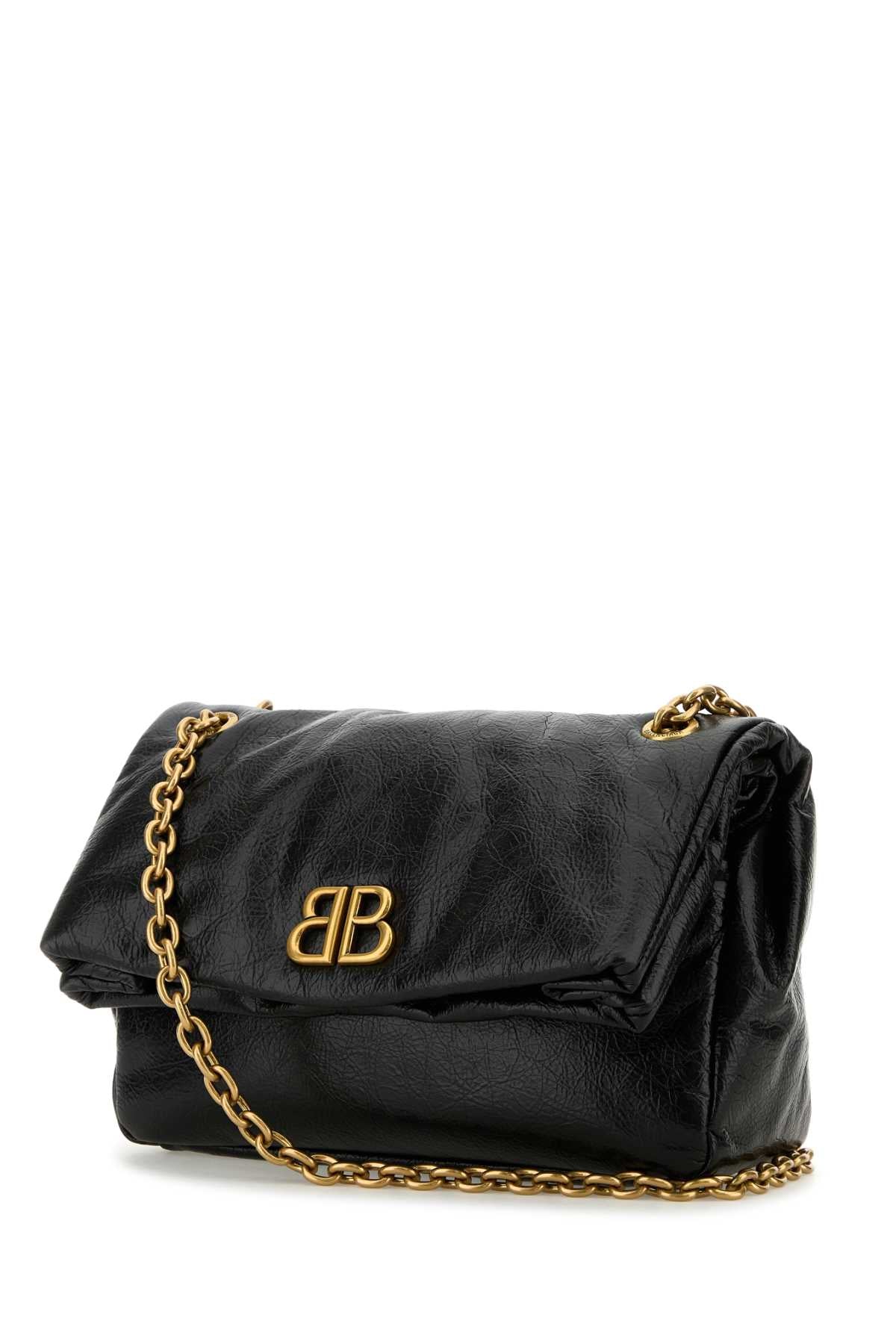 BALENCIAGA Monaco Mini Black Leather Shoulder Handbag