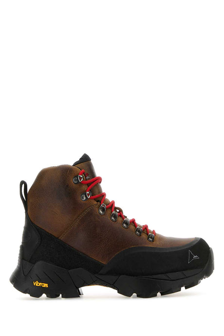 ROA Brown Leather Ankle Boots for Men