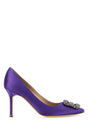 MANOLO BLAHNIK Elegant Purple Satin Pumps with 9 cm Heel