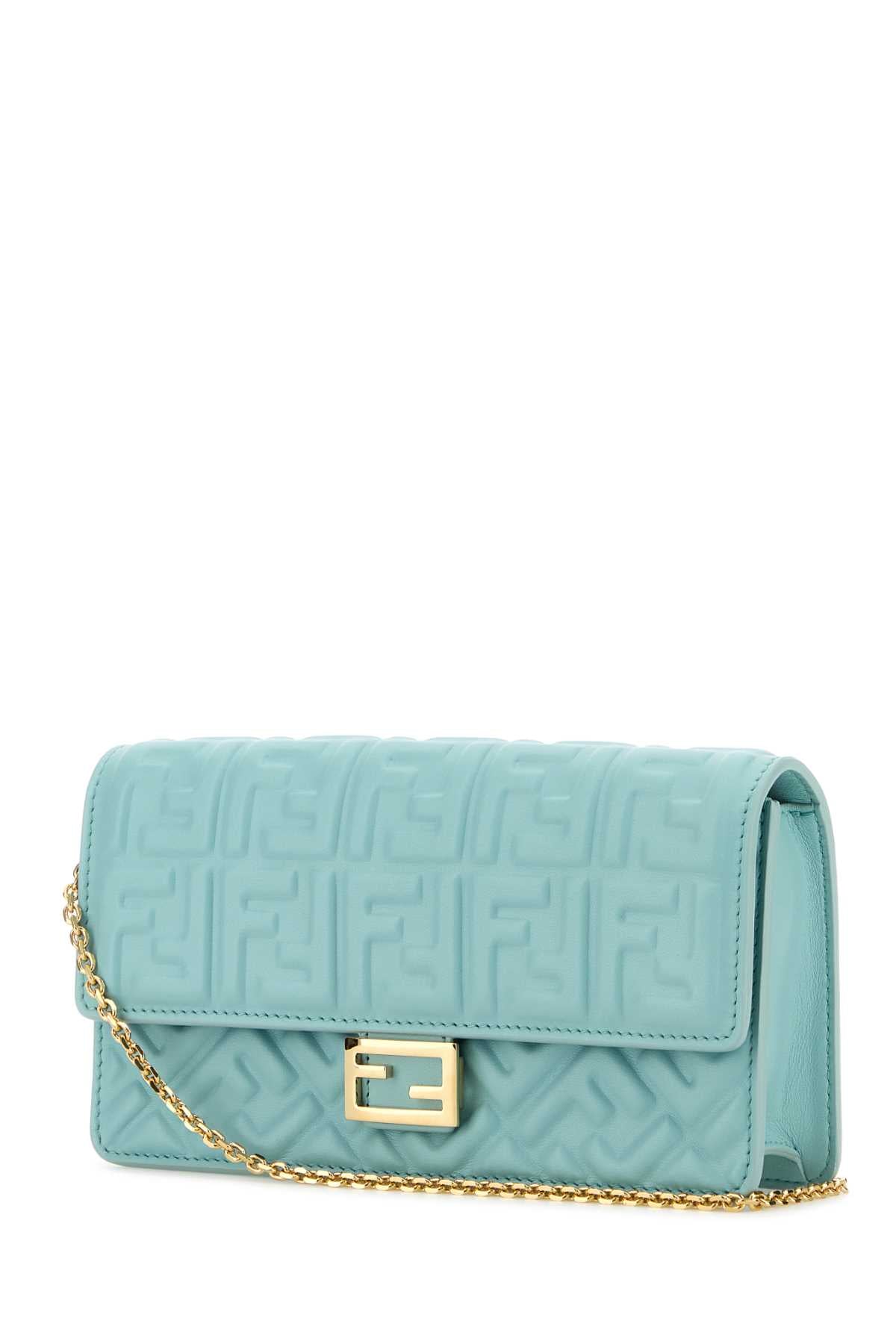 FENDI Mini Light Blue Nappa Leather Baguette Wallet