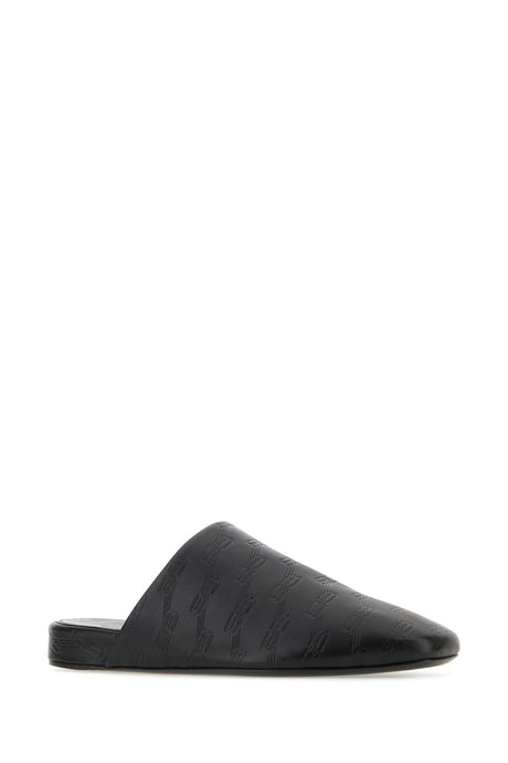 BALENCIAGA Black Leather Slippers