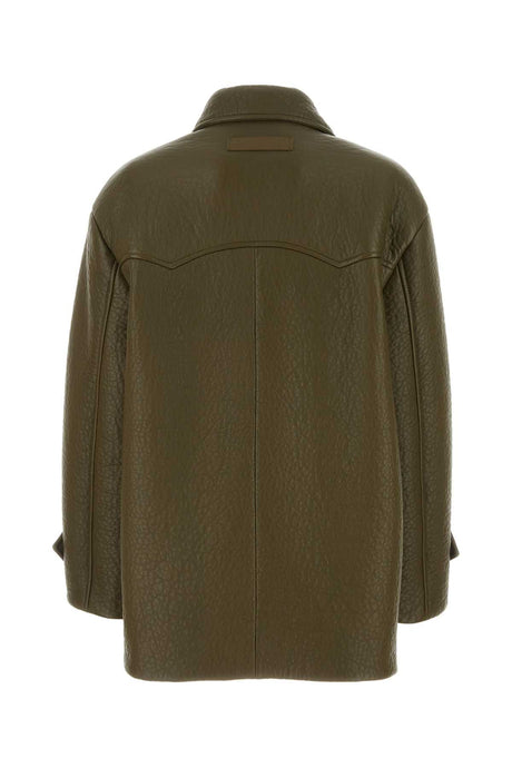 MIU MIU Chic Army Green Nappa Leather Jacket