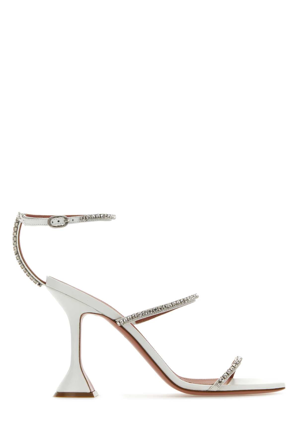 AMINA MUADDI Elegant Mini Leather Gilda Sandals with 3.7-Inch Heel