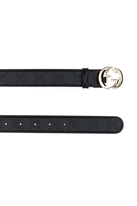 GUCCI Elegant Black Leather Blondie Belt - 3cm Height