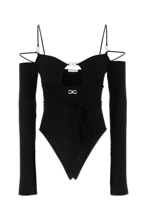 MACH&MACH Stylish Black Viscose Blend Bodysuit (S)