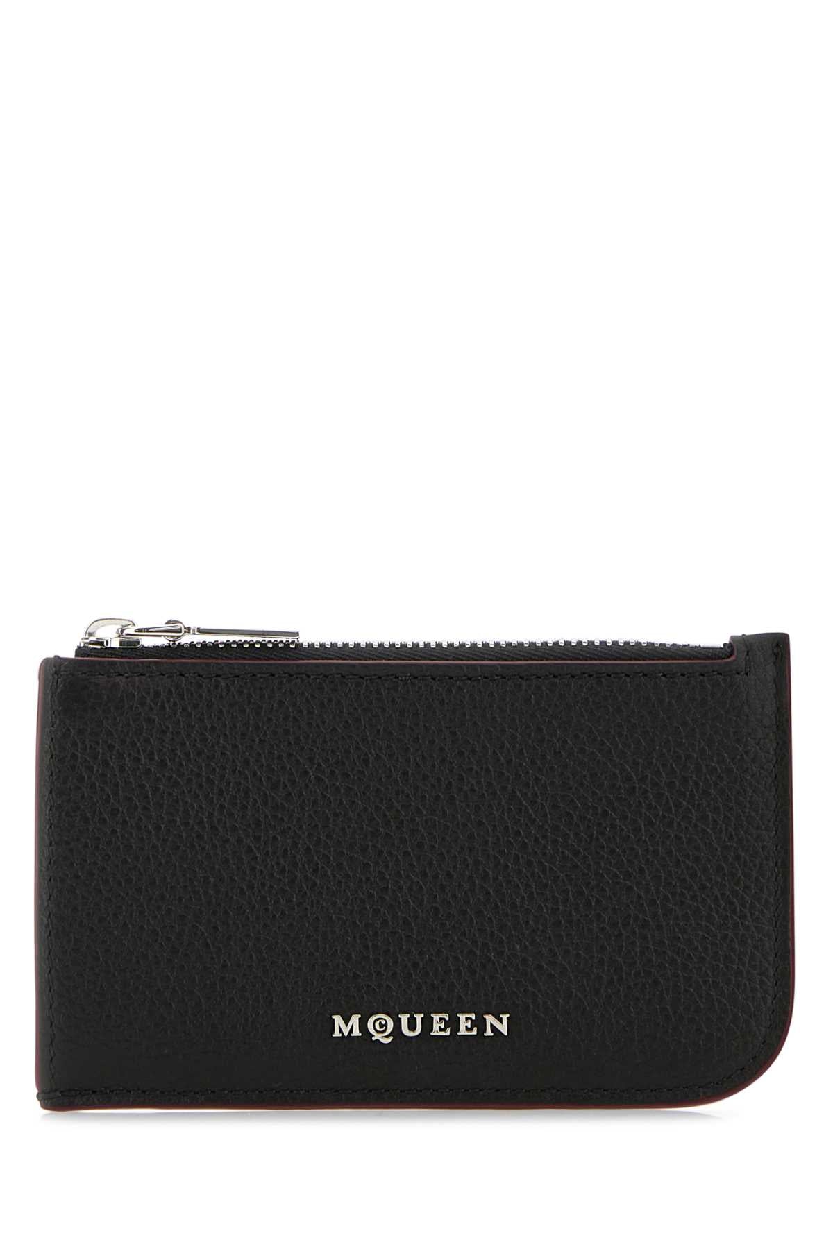 ALEXANDER MCQUEEN Mini Black Leather Card Holder