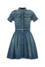 ALEXANDER MCQUEEN Light Blue Denim Mini Shirt Dress