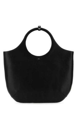 COURREGES Chic Black Leather Large Holy Handbag - 48 cm x 33 cm