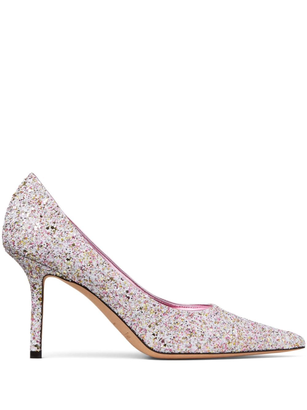 JIMMY CHOO LOVE 85 GLITTERED LEATHER PUMPS