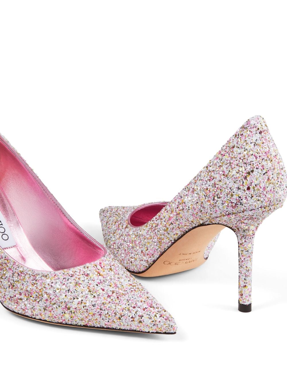 JIMMY CHOO LOVE 85 GLITTERED LEATHER PUMPS