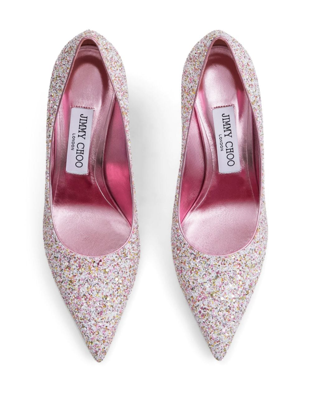 JIMMY CHOO LOVE 85 GLITTERED LEATHER PUMPS