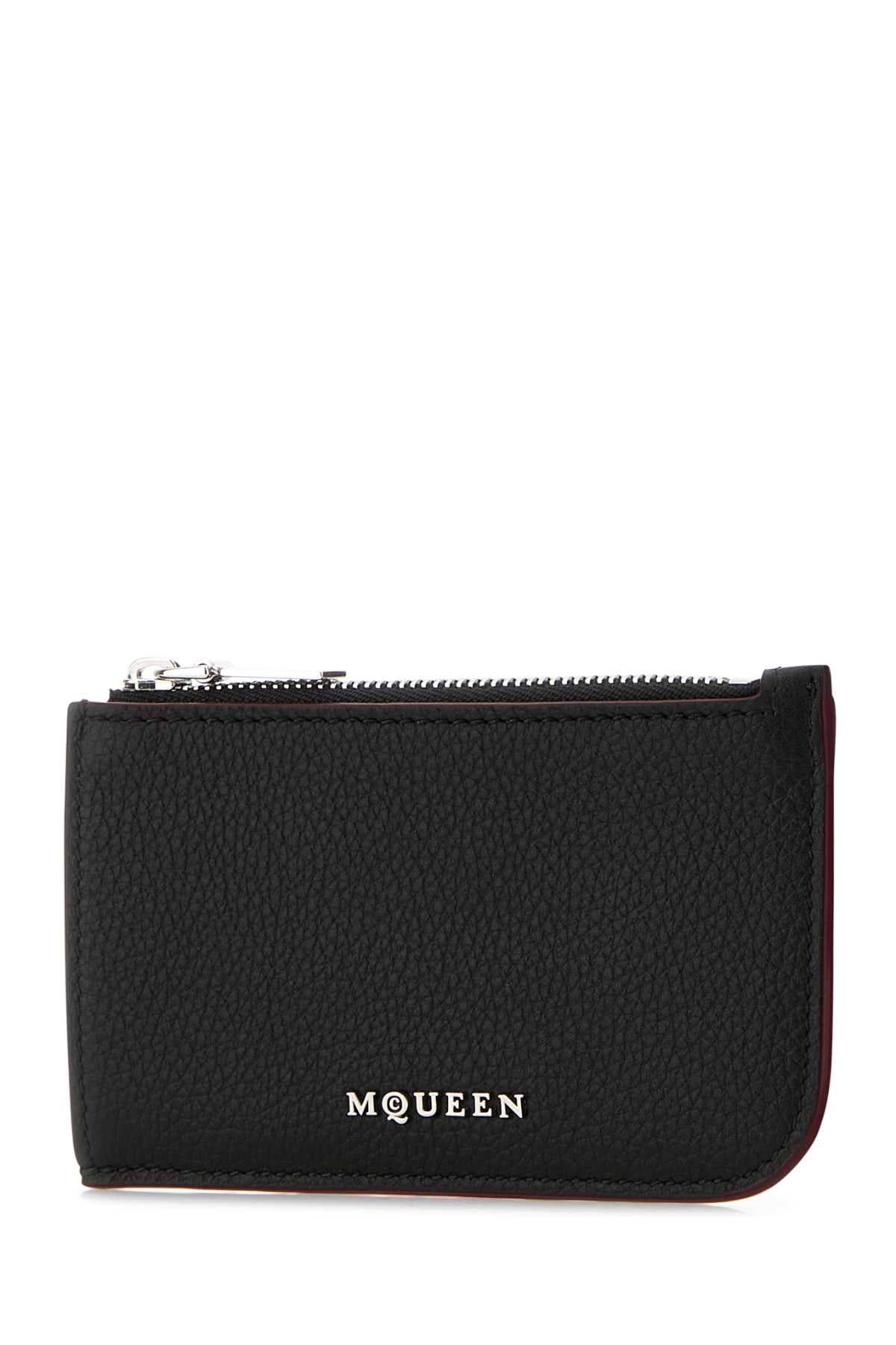 ALEXANDER MCQUEEN Mini Black Leather Card Holder