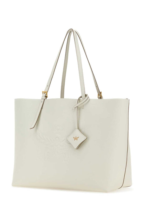 MCM Large Himmel White Leather Shopping Handbag